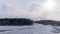 Winter river and power line, time-lapse