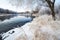 The winter river and snow scenery