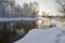 The winter river and soft rime scenery