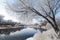 The winter river and trees scenery