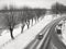 Winter, road along Pripyat river