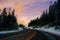 Winter road trip, landscape,Winter Snow in America