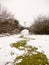 winter rolled up ball of snow trees landscape nature