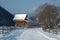 Winter rural scenery in Carpathian mountains