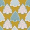 Winter Rustic Fir Tree Linocut Texture Seamless Vector Pattern, Sketchy Pine Forest Blockprint Style