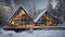 Winter\\\'s Embrace - The Modern Chalet Amidst Snowy Silhouettes. Generative AI