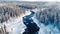 Winter\\\'s Embrace: A Serene Aerial View of Finland\\\'s Sparse Forest