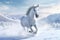 Winter\\\'s grace, galloping horse brings life and movement to the snowy terrain