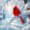 Winter\\\'s Jewel: Cardinal Bird Amidst Snowy Solitude