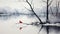Winter\\\'s Silent Mystery: Minimalist Watercolor of a Frosty Scene