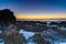 Winter`s Sunrise at Surf Beach with Craggy Rocks