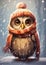 Winter\\\'s Wise Watcher: An Adorable Owl Illustration in a Cozy Ha