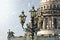 Winter in Saint Petersburg. Saint Isaac Cathedral in snowstorm, St Petersburg, Russia