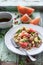 Winter Salad with Blood Orange, Spinach, Pomegranate, Avocado, Quinoa, Hazelnuts and bulgur