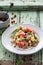 Winter Salad with Blood Orange, Spinach, Pomegranate, Avocado, Quinoa, Hazelnuts and bulgur