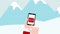 Winter sale animation, Hand holding smartphone with SALE text, shopping bags