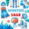 Winter sale banner for sale text for year end promotion. illustration.