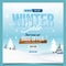 winter sale banner template design. snow flake. Ice Crystals. season. Blue floor. discount 50