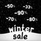 Winter sale discount with snow falling