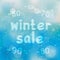 Winter sale discounts and snow falling