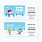 Winter sale gift voucher card template design with cute snowman and kids playing on snow land landscape background vector