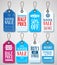 Winter Sale Tags Set for Season Store Promotions with Labels Hanging