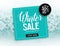 Winter sale vector banner template with blue frame for sale text & snowflakes elements