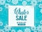 Winter sale vector banner template with white snow elements