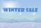 Winter sale words on the beautiful Chrismas winter landscape background.