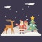 Winter Santa Claus and Rudolph Deer Characters New