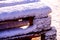 Winter scene, palette with snow cap