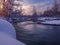 Winter scene on river Ukrina in Luzani Bosanski near Derventa, Bosnia and Herzegovina