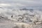 Winter scene in Romania , beautiful landscape of wild Carpathian mountains