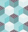 Winter seamless patchwork pattern. New Year background with cubes
