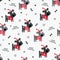 Winter seamless pattern with cute little dogs