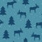 Winter seamless pattern with elk and spruce. vector illustration