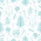 Winter seamless pattern with variety Christmas elements: tree,