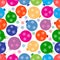 Winter seamless pattern with variety colored Christmas balls wit