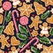 Winter seamless patterns with gingerbread cookies