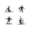 Winter season athletics black glyph icons set on white space