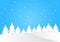 Winter season background with snow and many tree on blue background