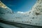 Winter season image of heavy snow fall along Te Anau to Milford sound highway in New Zealand