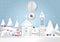 Winter season with snowflake with Santa Claus on balloon