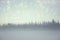 Winter seasonal landscape view of spruce forest in the fog