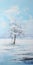 Winter Serenity: Minimalistic Landscape Painting With White Tree