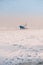 Winter shipping. Big cargo ships in frozen sea fairway