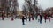 Winter skating rink in Shevchenko Park in Kiev. Children skate on ice on Christmas
