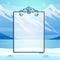 Winter sketch with space for your text on the background of snowy slope of the mountains. Sample of Christmas and New