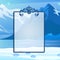 Winter sketch with space for your text on the background of snowy slope of the mountains. Sample of Christmas and New