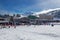 Winter ski resort,ski lift,people skiing. Uludag Mountain, Bursa, Turkey